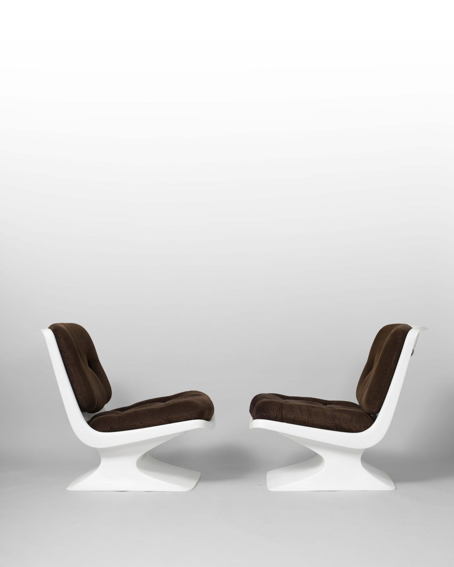 Fauteuil Albert Jacob – Grofillex, en PCV et velours côtelé marron, design iconique français des années 1970.