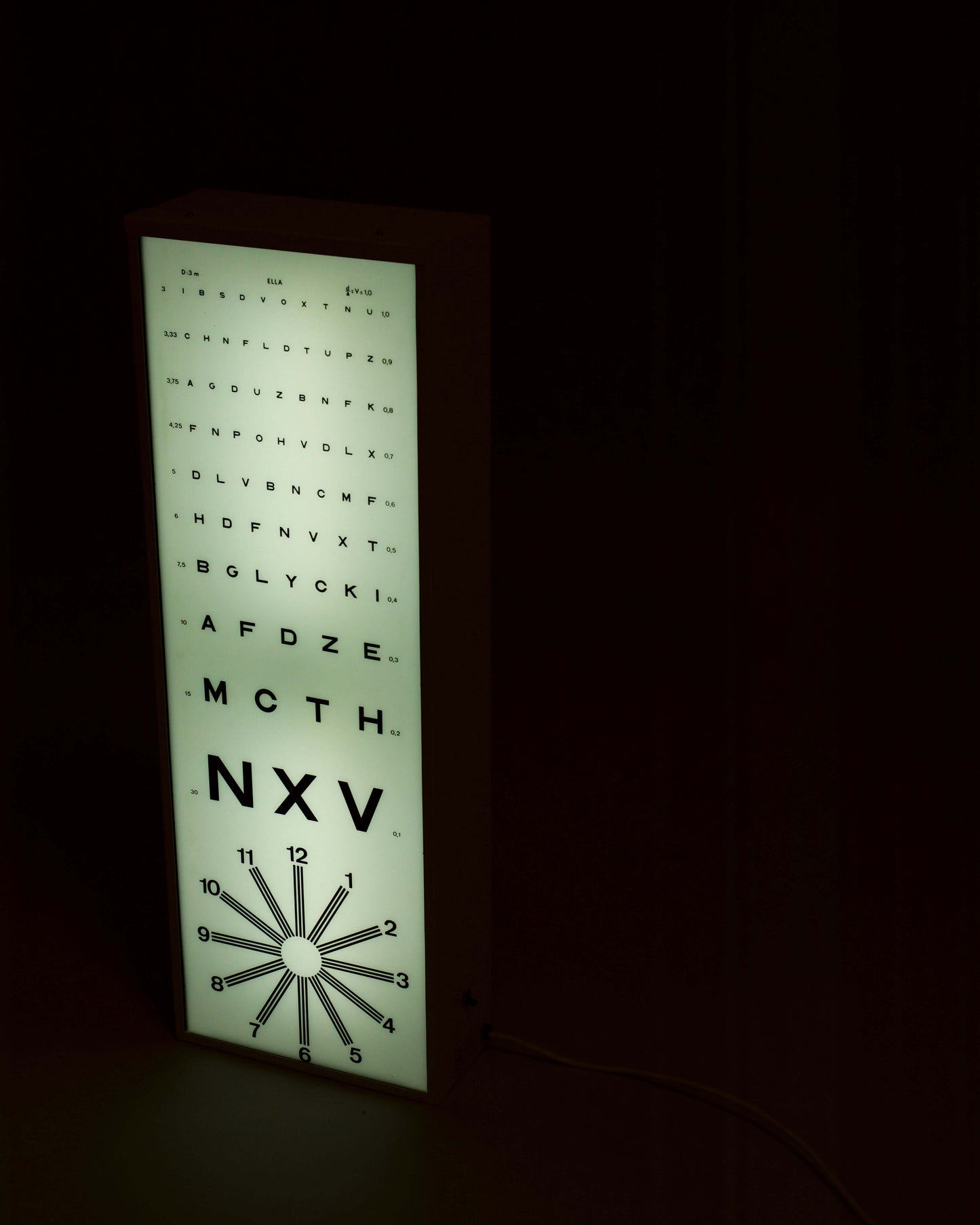 Panneau Lumineux Ophtalmo - Echelle Monoyer - Lampe vintage.