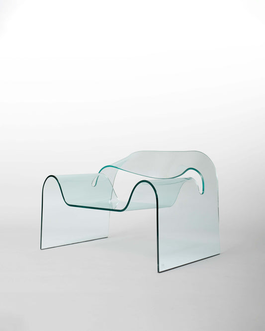 Ghost Cini Boeri – Fauteuil vintage en verre édité par Fiam en 1987, design iconique de 1980.