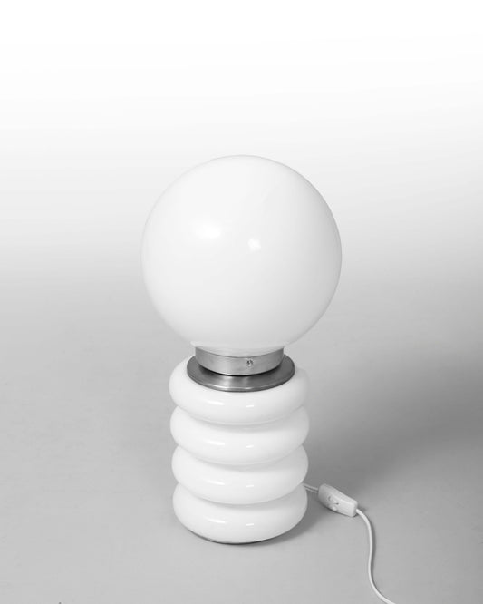 Carlo Nason – Lampe à poser vintage blanche, design italien iconique des années 1970.