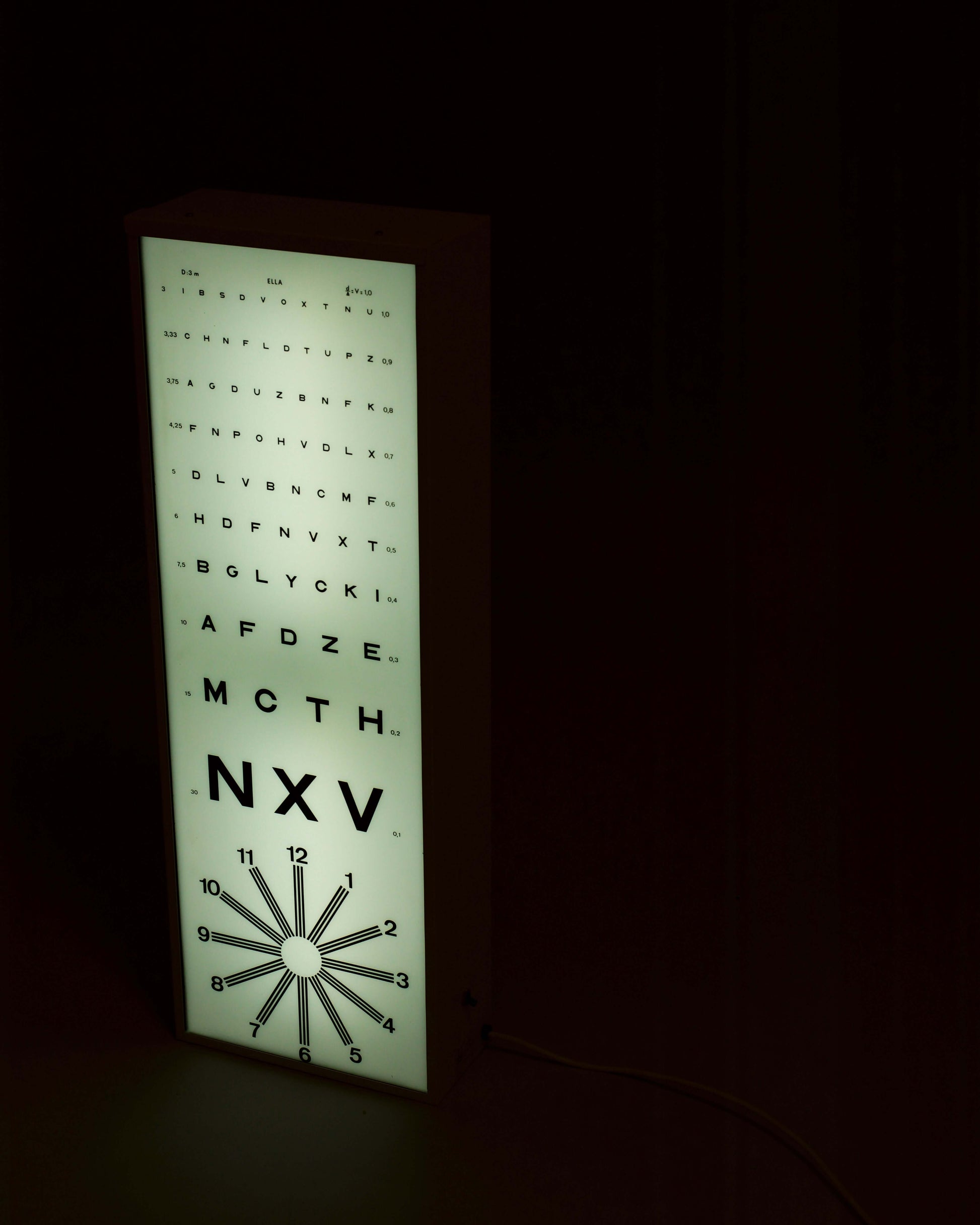 Panneau Lumineux Ophtalmo - Echelle Monoyer - Lampe vintage.