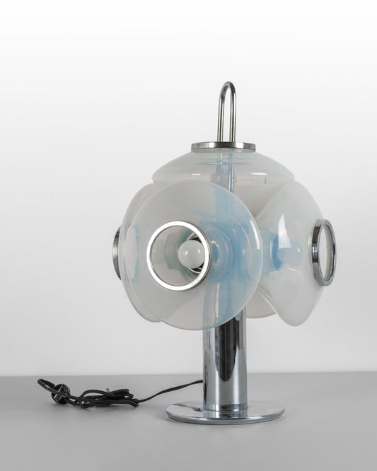 Lampe Scafandro Vintage – Italie Années 70 en verre et metal chromé.