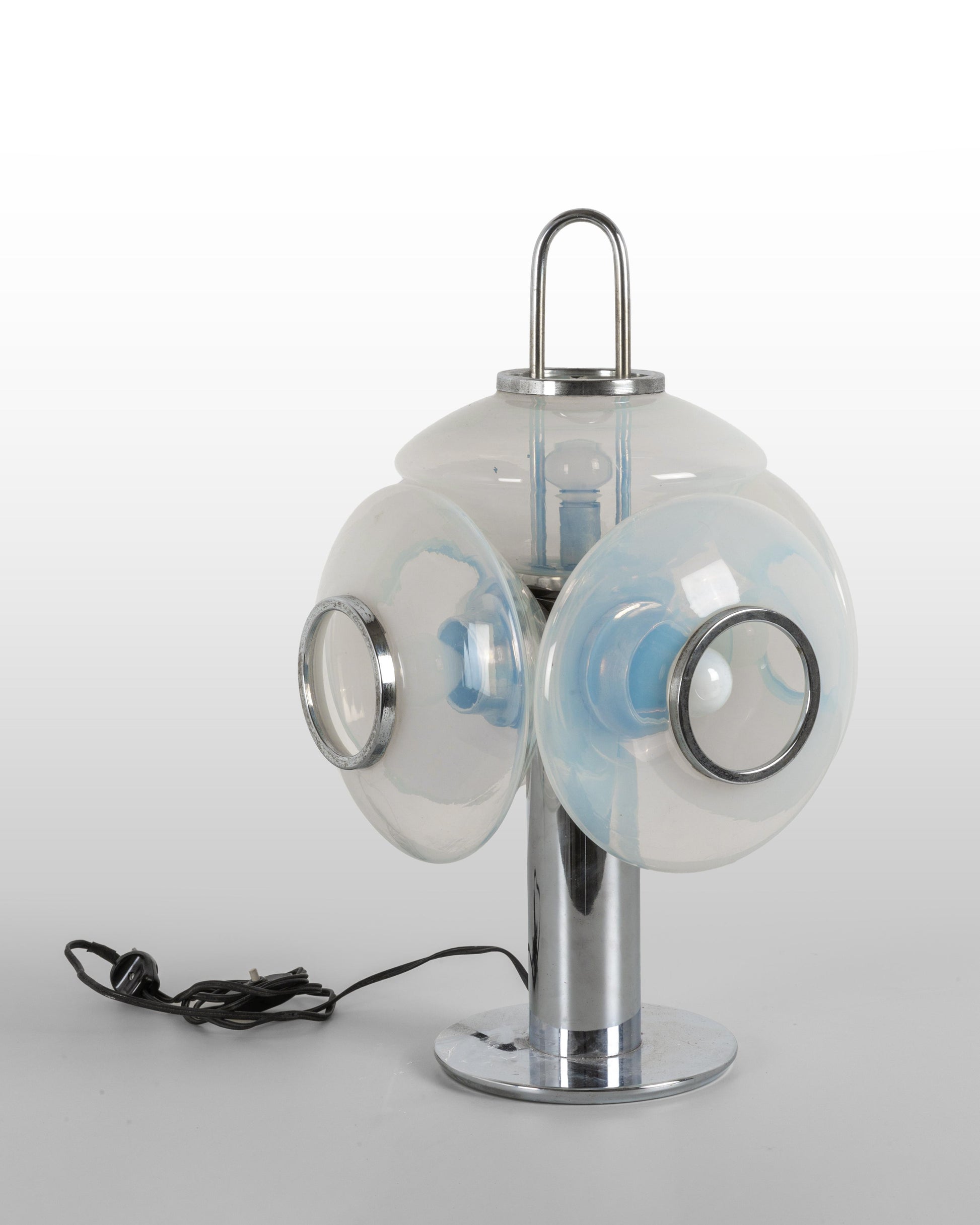 Lampe Scafandro Vintage – Italie Années 70 en verre et metal chromé.